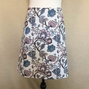 Ann Taylor Loft Cream & Blue & Pink A-Line